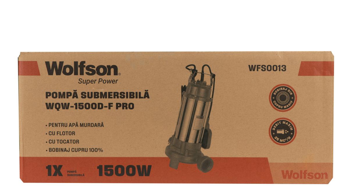 Pompa submersibila PROFESIONALA pentru apa murdara cu tocator WOLFSON WQW-1500D-F PRO, 1500W, 25000 l/h