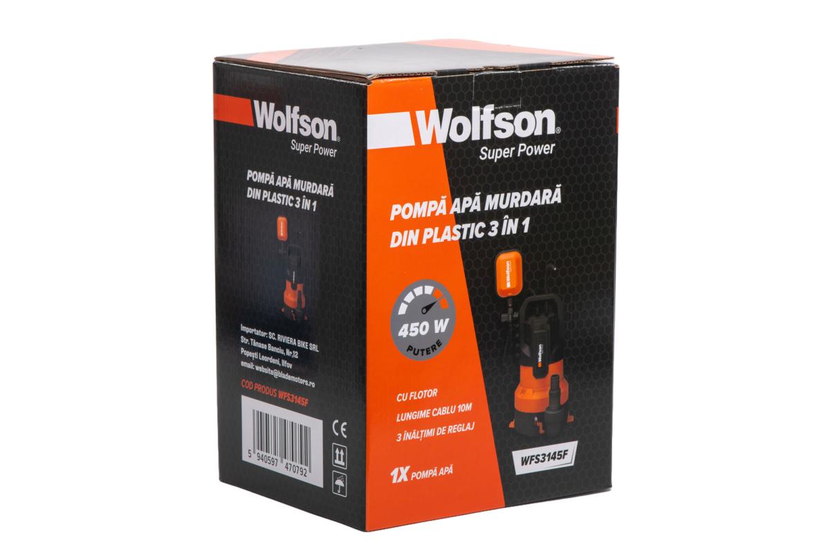 Pompa submersibila PROFESIONALA pentru apa murdara din plastic WOLFSON 3 in 1, 450W, 12000 l/h