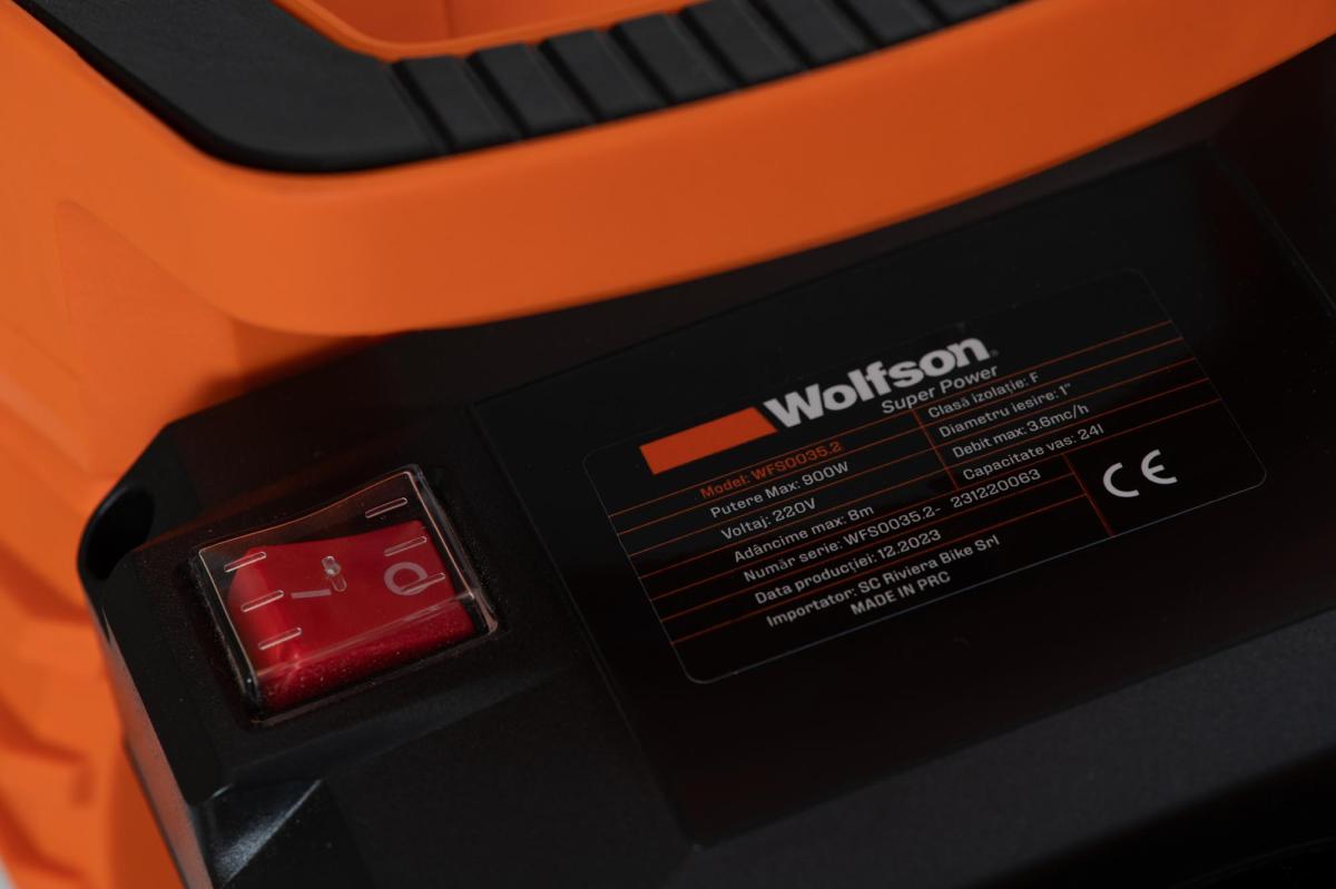 Hidrofor PROFESIONAL cu cap din inox WOLFSON, 900W, vas 24 L, 3600 l/h