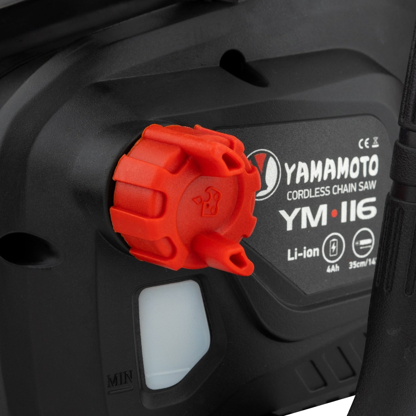 Drujba pe acumulator Yamamoto YM.116, 1600W, 2x 20V 4Ah, lama 35cm, motor brushless