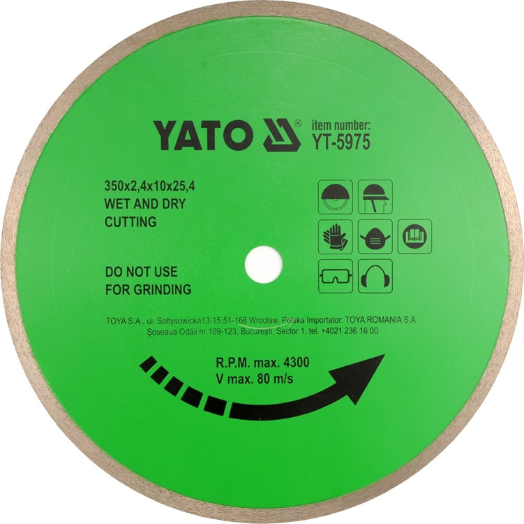 Disc diamantat ceramica Yato YT-5974, 300 x 25.4 mm
