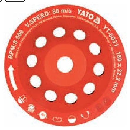 Disc cupa diamantat Yato YT-6033, 180 x 22 mm
