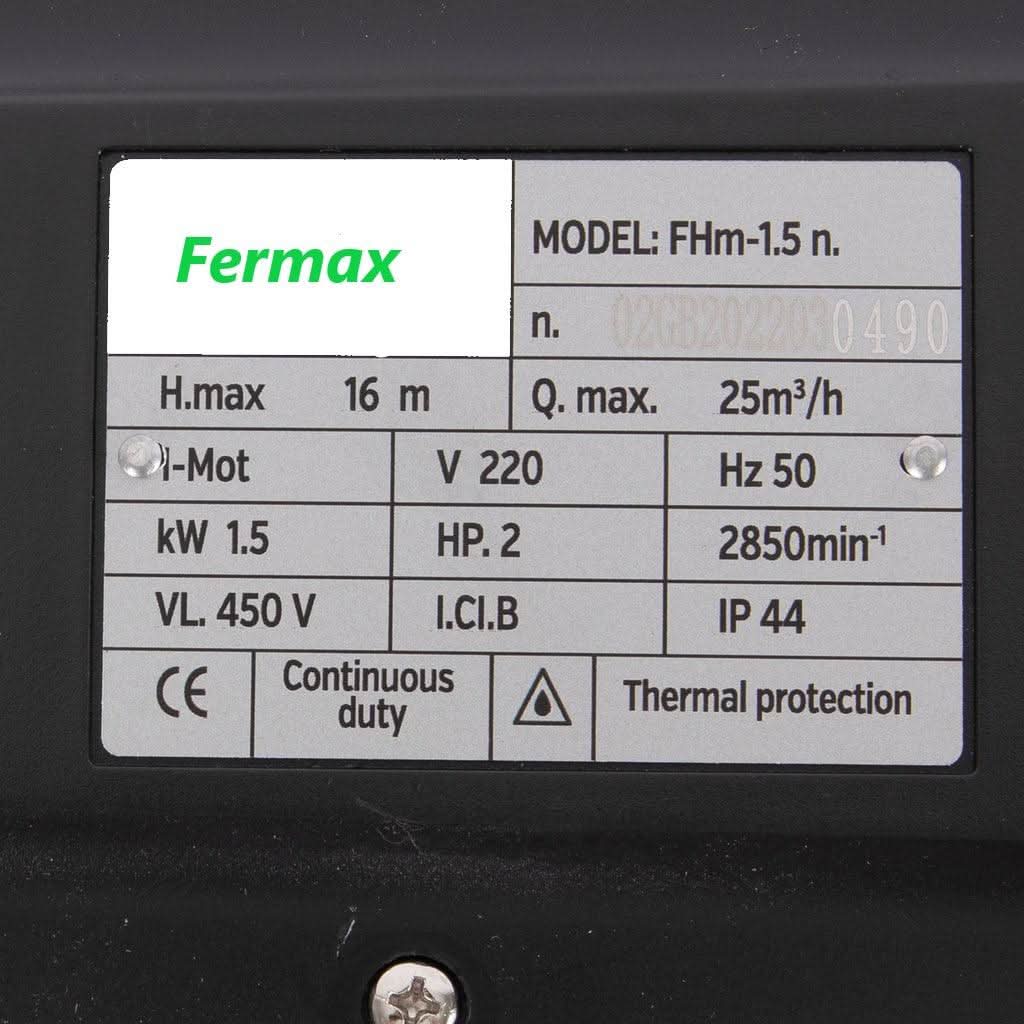 Pompa De Suprafata Fermax Fhm, 1500W, 2 Toli, Refulare 15M, Debit 25000 Litri/Ora, Centrifugala - ZEP.RO - Ți-e la îndemână!