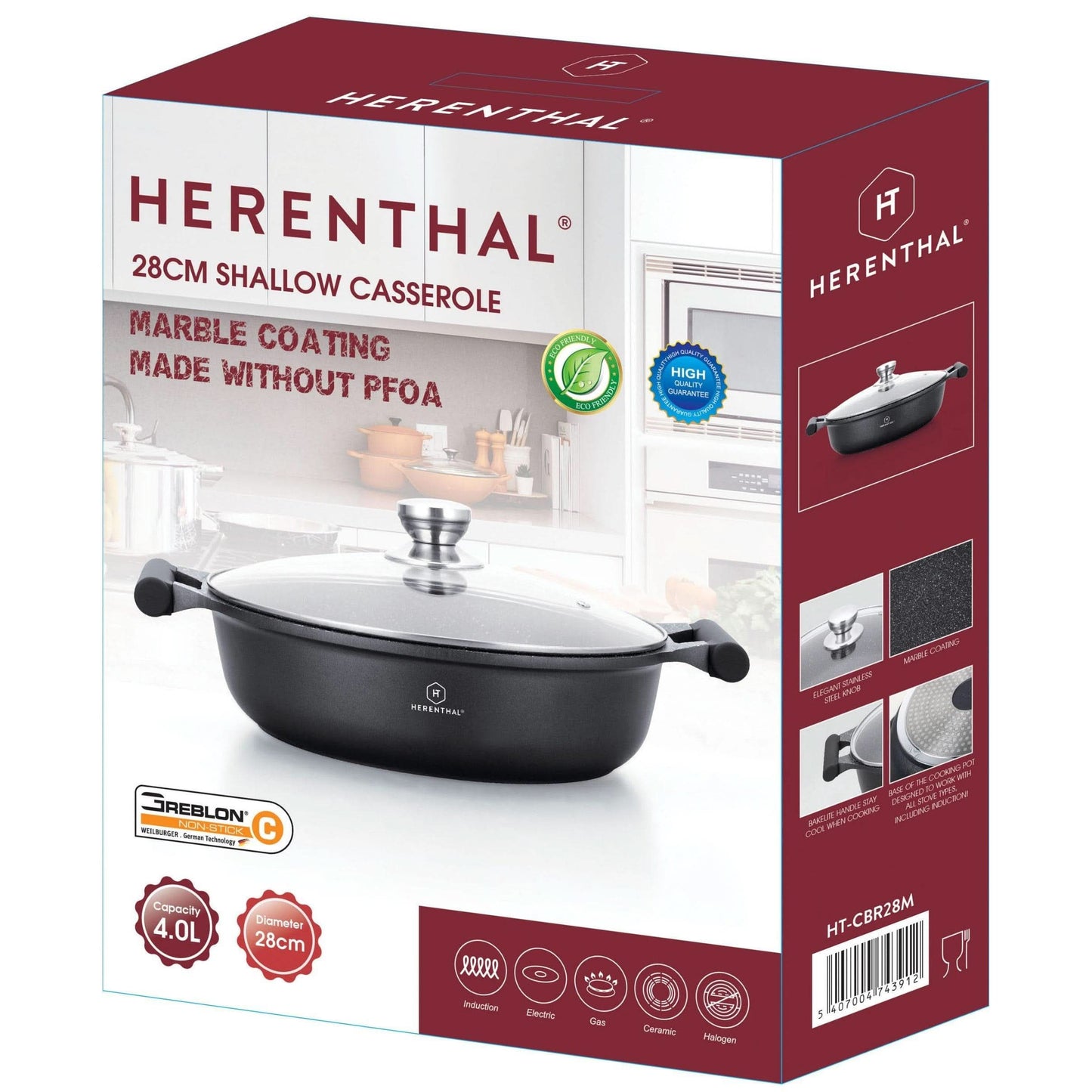 CRATITA CU INT MARMORAT CU CAPAC 4L 28CM Herental - ZEP.RO