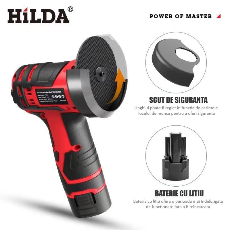 Polizor Unghiular Mini Hilda, 2 X Acumulatori Lithium 12V - ZEP.RO - Ți-e la îndemână!