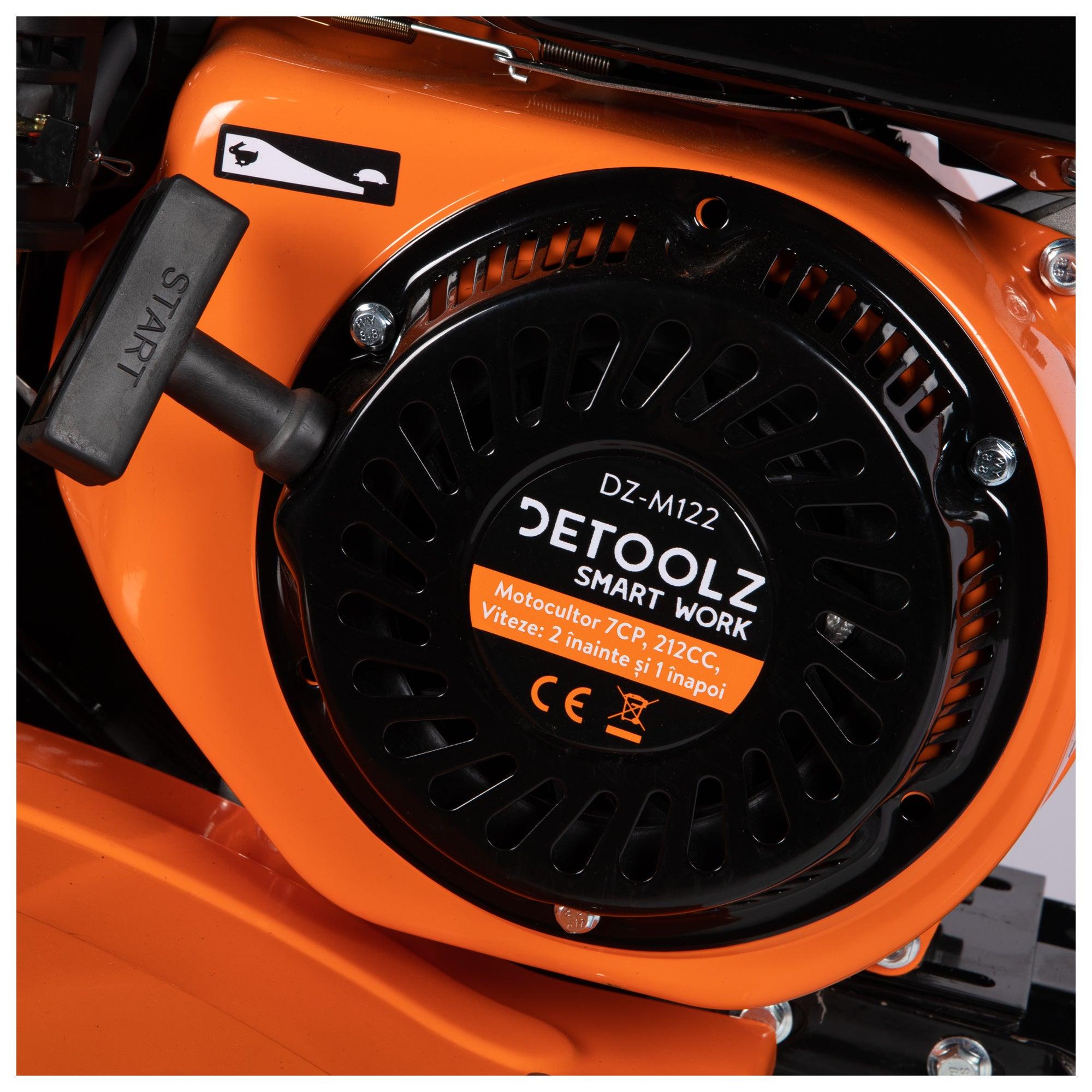 Motocultor Detoolz DZ-M122,7 CP, 212 CC, adancime de lucru 29 cm, latime de lucru 90 cm, viteze 2 inainte + 1 inapoi, motor benzina 4 timpi, - ZEP.RO - Ți-e la îndemână!