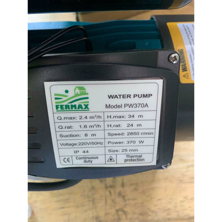 Mini Hidrofor Fermax Pw370A, 2L, 0.37 Kw, 40L/Min, H Refulare 34M - ZEP.RO - Ți-e la îndemână!