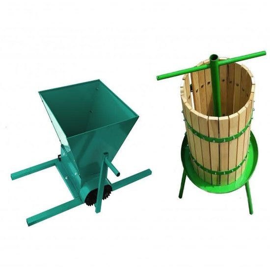 SET ZDROBITOR STRUGURI MANUAL 300-350KG/ORA, 25 LITRI, PANDORA + TEASC 35L LEMN, VERDE - Ro-Unelte