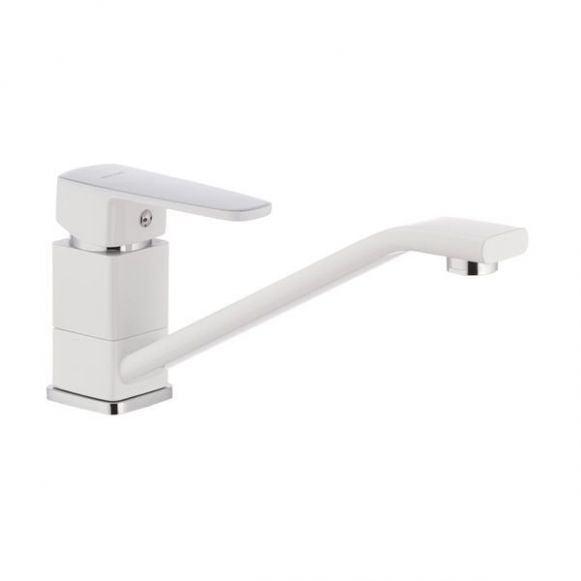 Baterie chiuveta bucatarie, alb, mixxus Missouri 555 White, monocomanda, pipa lunga - ZEP.RO - Ți-e la îndemână!