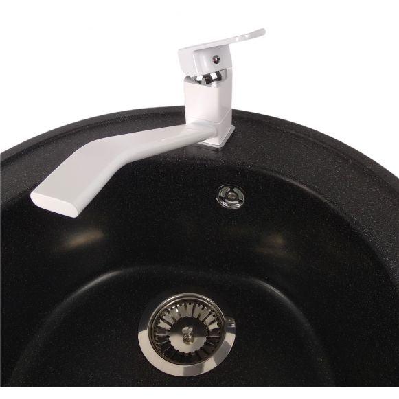 Baterie chiuveta bucatarie, alb, mixxus Missouri 555 White, monocomanda, pipa lunga - ZEP.RO - Ți-e la îndemână!