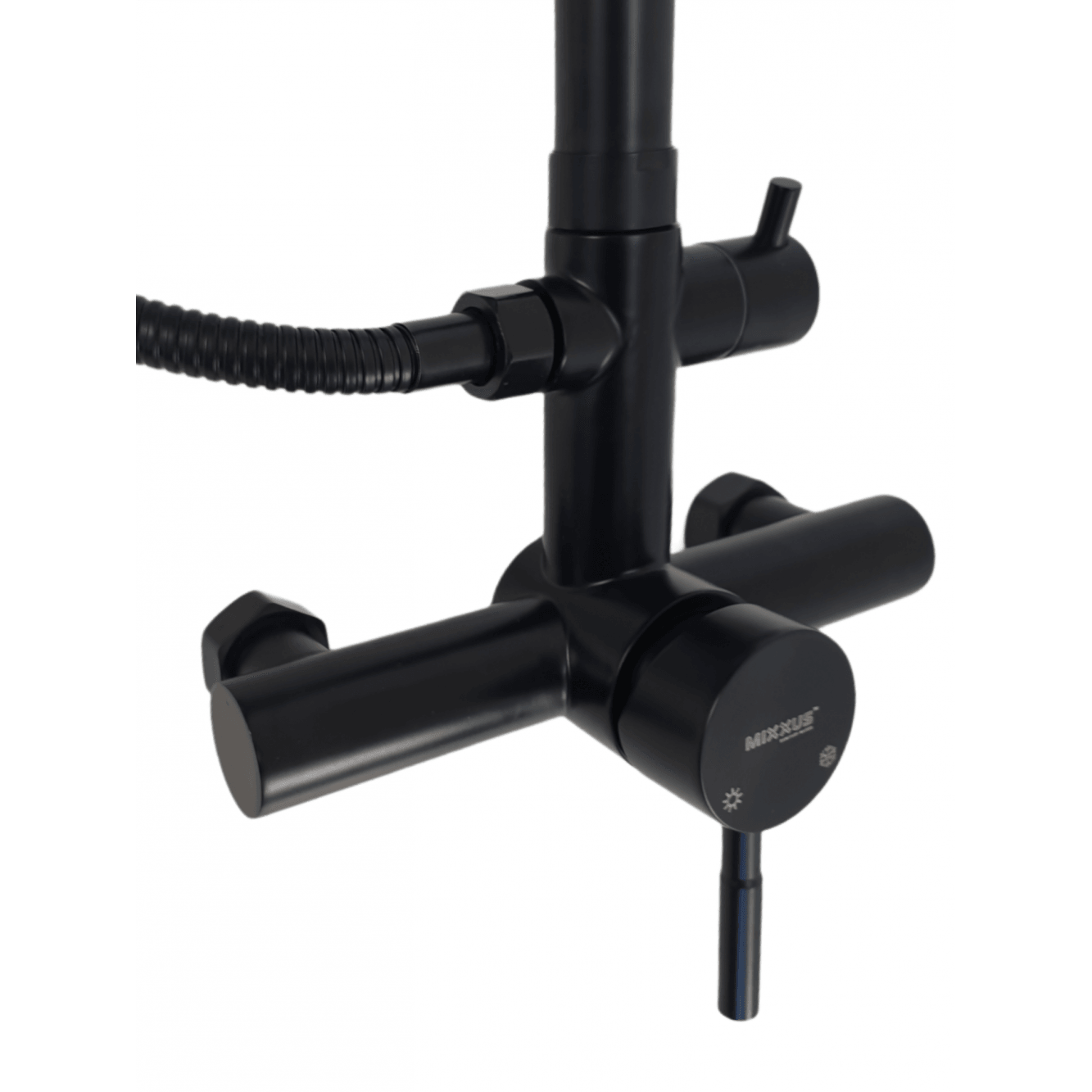 Coloana de dus MIXXUS SUS-003-J BLACK 20 cm + baterie si para, monocomanda, furtun flexibil - ZEP.RO