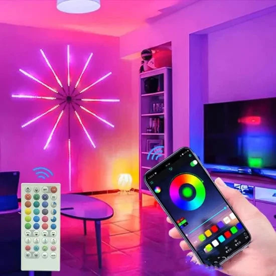Instalatie artificii LED Smart, RGB, muzica, telecomanda si control din smartphone, multicolor - ZEP.RO - Ți-e la îndemână!