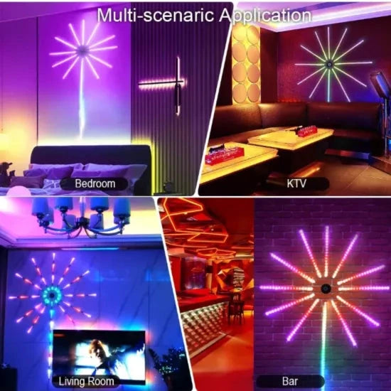 Instalatie artificii LED Smart, RGB, muzica, telecomanda si control din smartphone, multicolor - ZEP.RO - Ți-e la îndemână!