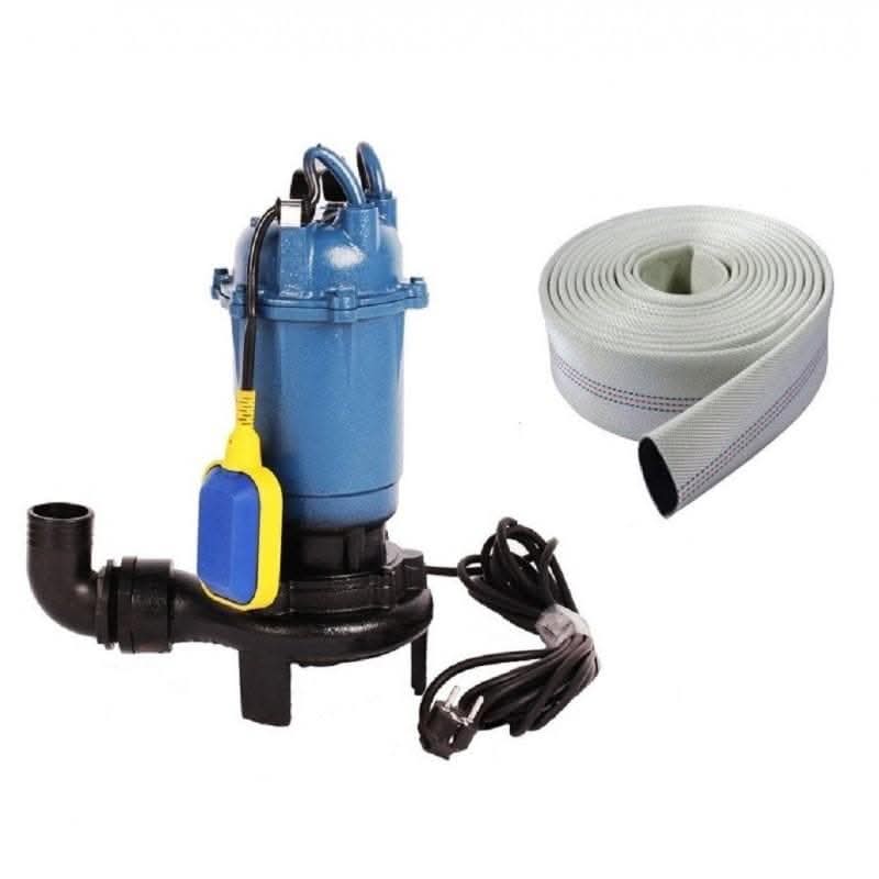Set Pompa apa murdara cu tocator 2600W, 12000 L/H, Model Nou +Furtun 2 toli 20m, EuroAqua cu flotor - Ro-Unelte