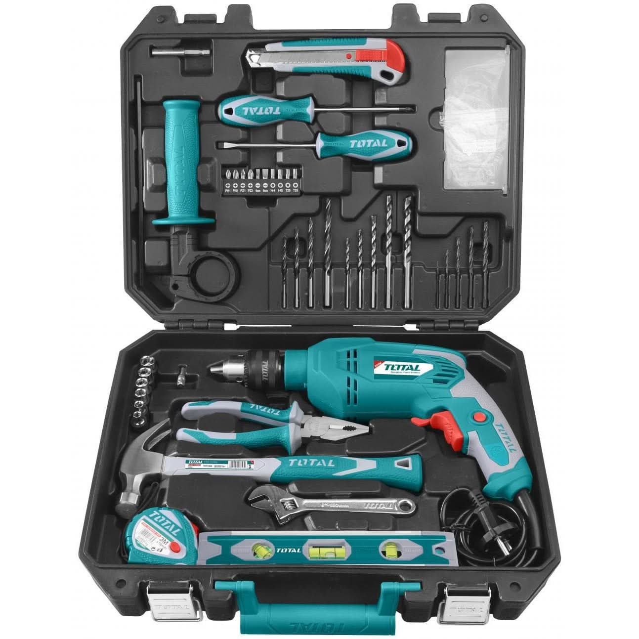 Trusa de scule 101 piese cu masina de gaurit, TOTAL (THKTHP-1012) - Ro-Unelte