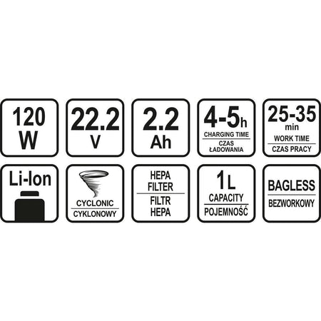 ASPIRATOR CU ACUMULATOR LUND, 120W, 22.2V, 2200MAH - ZEP.RO