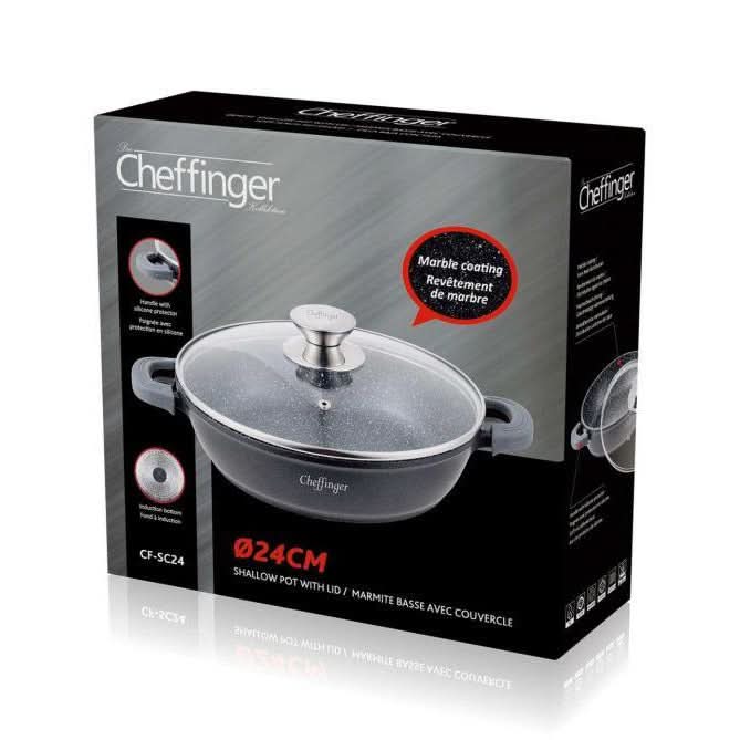 Cratita cu interior marmorat, cu capac Cheffinger, 24 cm, 2.3 L - ZEP.RO