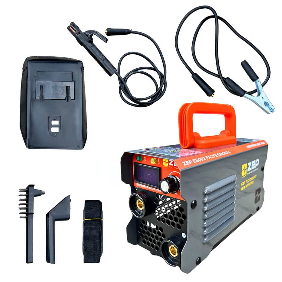PACHET Aparat sudura ZEP ES002, 250A, Invertor MMA, electrod 1.6–5 mm, 12 KVA, conector 16-25 + Masca sudura automata