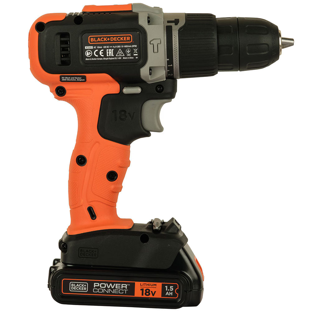 Masina de gaurit si insurubat BLACK+DECKER BCD003BAST-QW, 18V, 1.5Ah, 45Nm, 160 accesorii, mandrina rapida