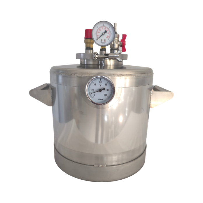 Autoclav ZEP 20L pentru fabricarea conservelor, inox AISI 304, termometru 125C, manometru 6 bari, suport borcane inclus