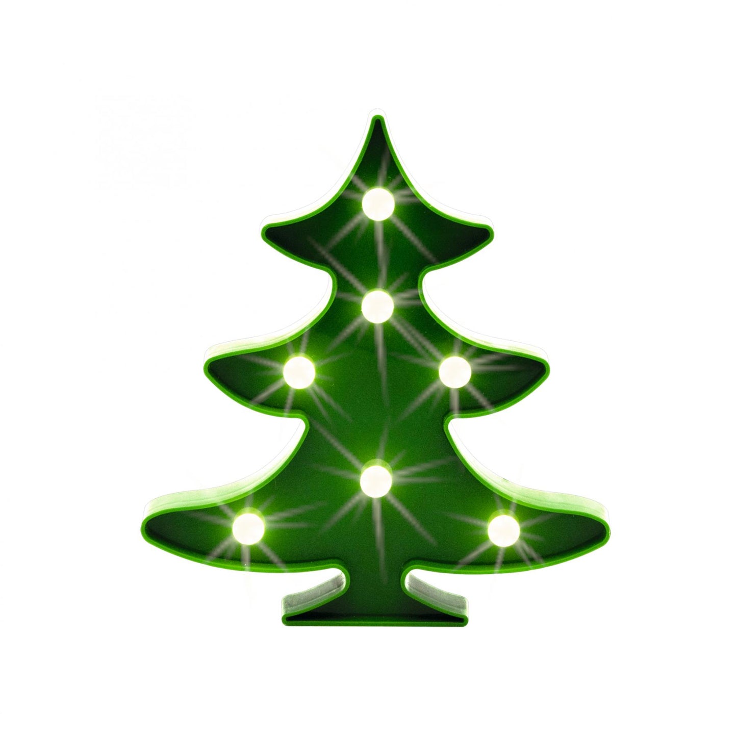 Decor LED Brad din Plastic 20 cm, 7 LED-uri Alb Cald, Lumini Tip Glob, Alimentare 2xAA – PLM 7/T