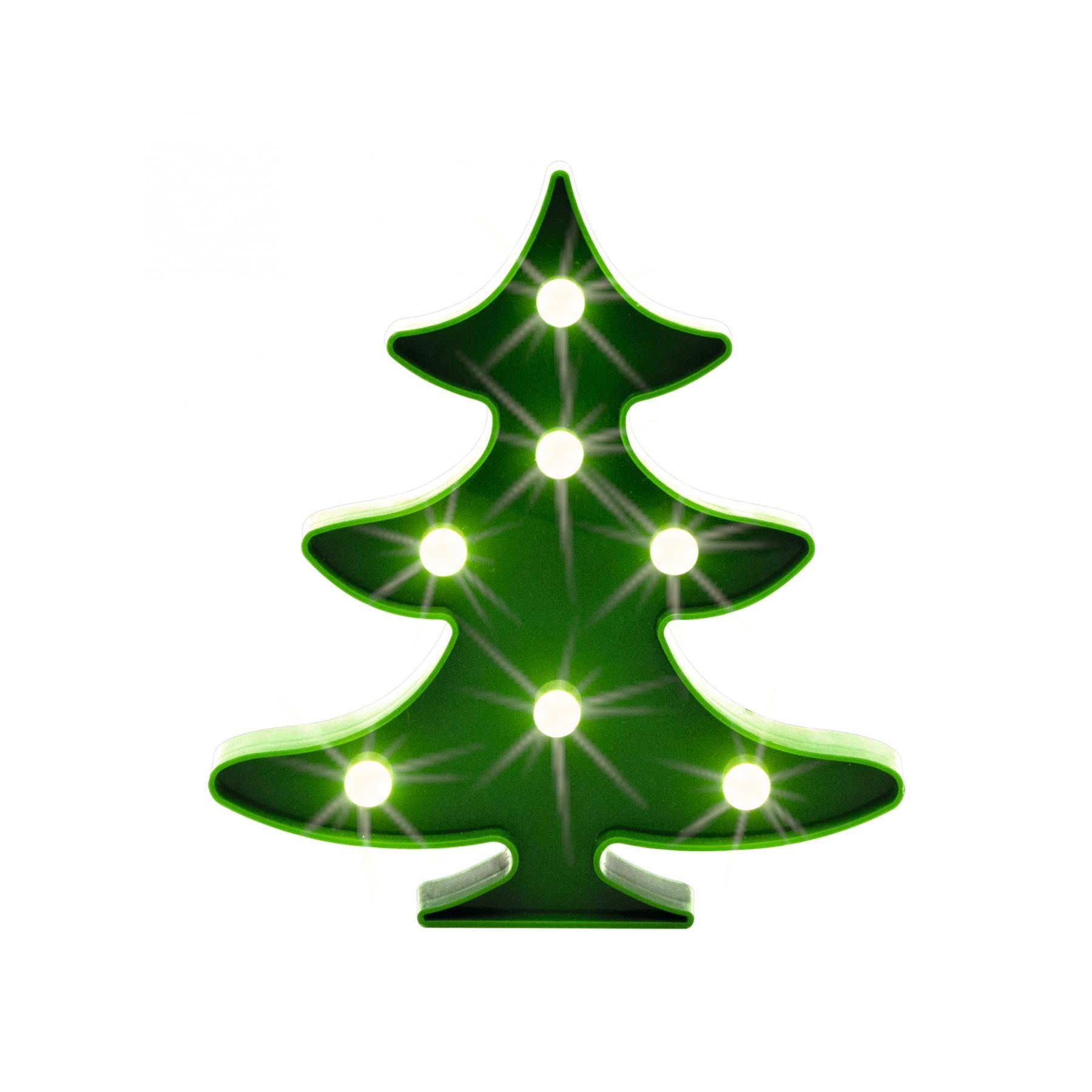 Decor LED Brad din Plastic 20 cm, 7 LED-uri Alb Cald, Lumini Tip Glob, Alimentare 2xAA – PLM 7/T