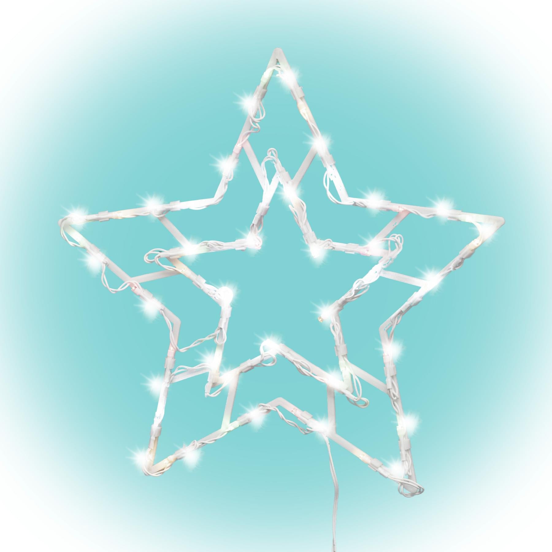 Decoratiune LED Fereastra Stea, 35 LED-uri Alb Cald, Temporizator 6/18h, Interior/Exterior, KID503WW