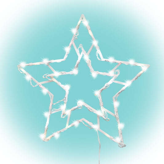 Decoratiune LED Fereastra Stea, 35 LED-uri Alb Cald, Temporizator 6/18h, Interior/Exterior, KID503WW