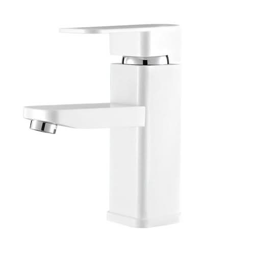 Baterie Baie Plastic Plamix Kub-001, alba, design cubic, pentru lavoar