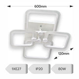 Lustra LED Patrata 80W, 4 Brate, 600x120 mm, 3 Culori, IR