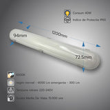Corp LED IP65 40W, 1200x94x72.5mm, 6500K, emergenta 3h