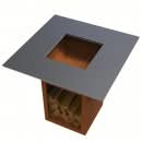 Gratar cu plita 10 mm si vatra pe lemne, otel Corten, 975x975 mm, inaltime 1050 mm, cu spatiu pentru lemne, 140 kg