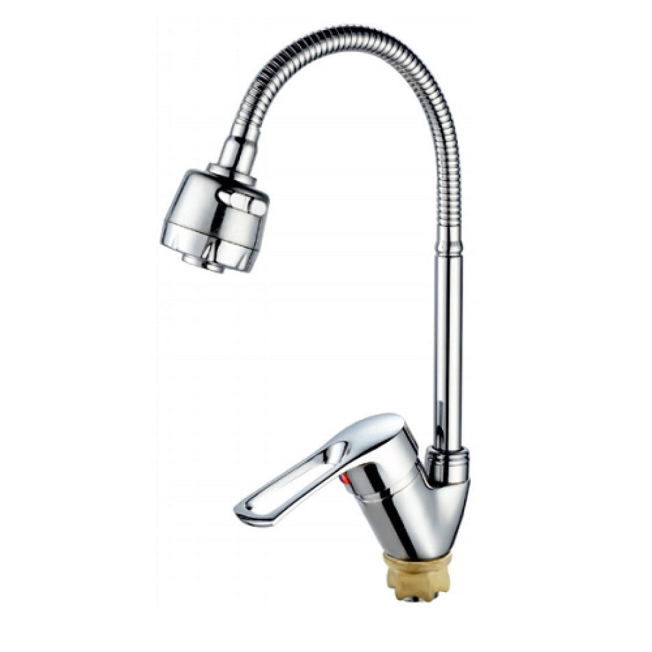 Baterie bucatarie DIONIS DNE4-E-305, pipa flexibila, monocomanda, cartus ceramic 40 mm, finisaj cromat