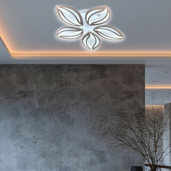 Lustra LED Dimabila 80W, 5 Brate, Telecomanda IR, 3 Culori, 48 cm