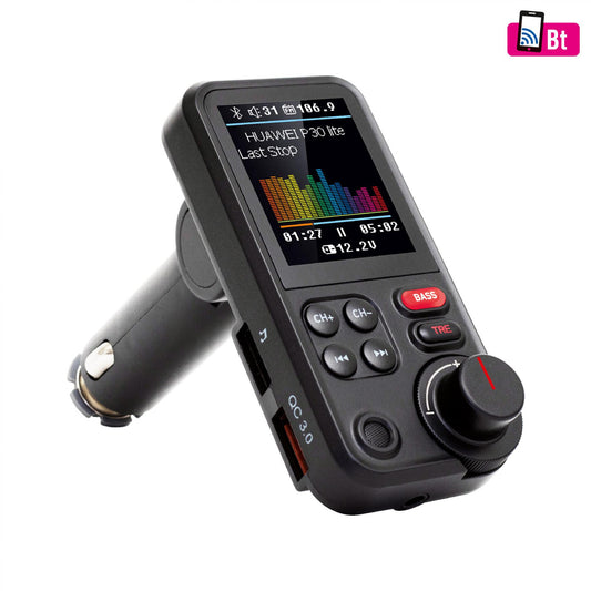Handsfree si Incarcator Auto FMBT HIFI – Modulator FM, Bluetooth, Player Muzica, Voltmetru si Incarcare Rapida