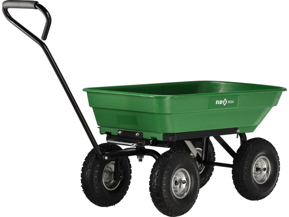 Carucior de gradina basculabil 55L, 150 kg, cu roti pneumatice si maner ergonomic