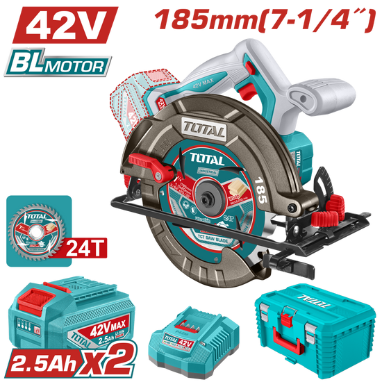 Fierastrau circular TOTAL 42V, 185 mm, 4800 rpm