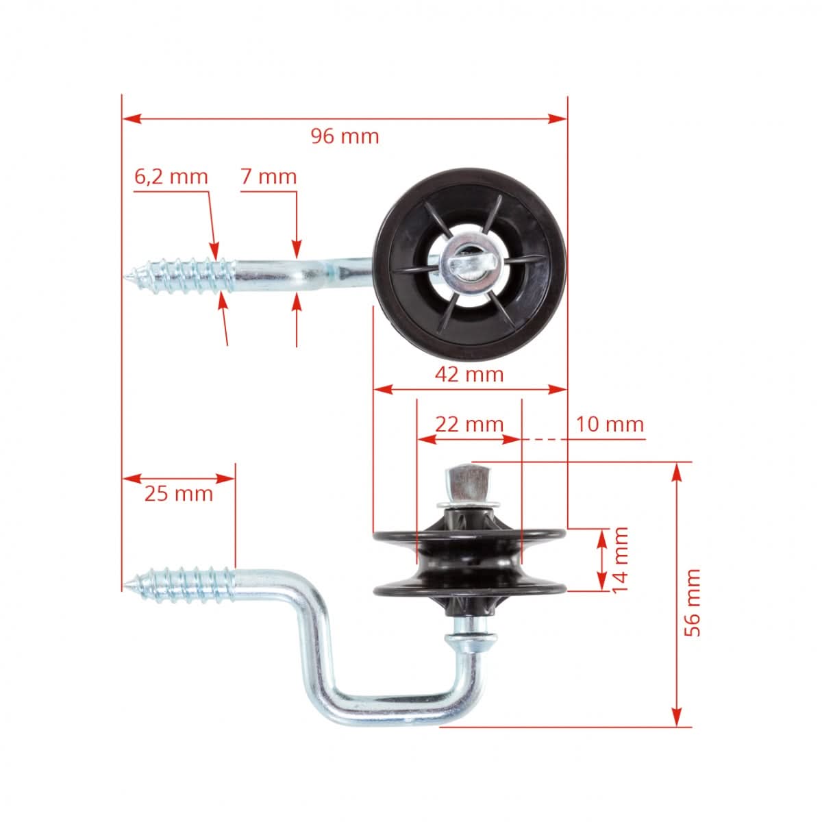Izolator colt cu holsurub pentru structuri lemn – potrivit benzi si fir electric pana la 6 mm