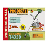 Motocoasa pe benzina ProCraft T4350, 4.8 CP, 4350W, 9000 rpm + 4 sisteme de taiere