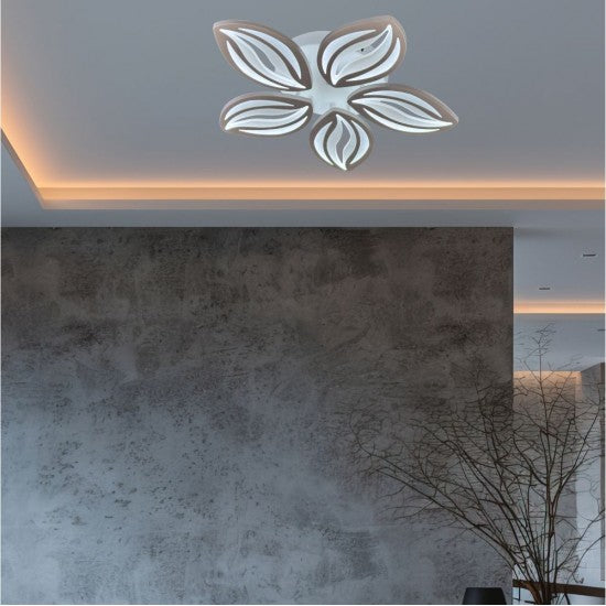 Lustra LED Dimabila 80W, 5 Brate, Telecomanda IR, 3 Culori, 48 cm