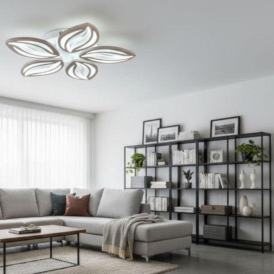 Lustra LED Dimabila 80W, 5 Brate, Telecomanda IR, 3 Culori, 48 cm