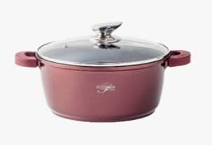 Cratita cu capac, acoperire cu marmura, 26 cm, 5.3l, h - 12 cm, gaz, electric, ceramic, halogen, inductie