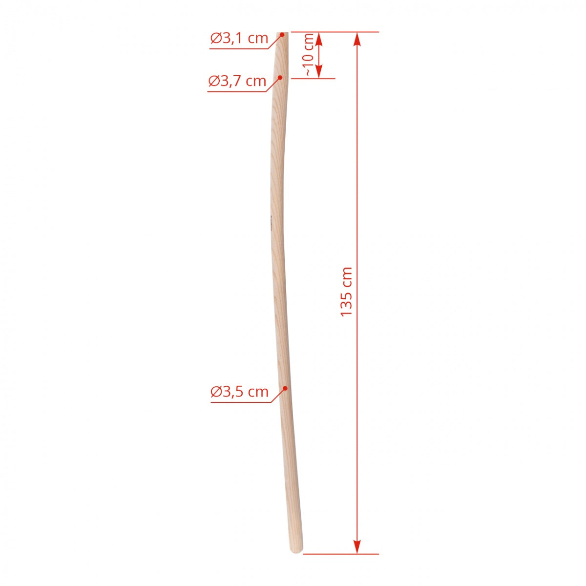 Coada curbata lemn frasin 135 cm pentru unelte (lopata, furca, grebla)