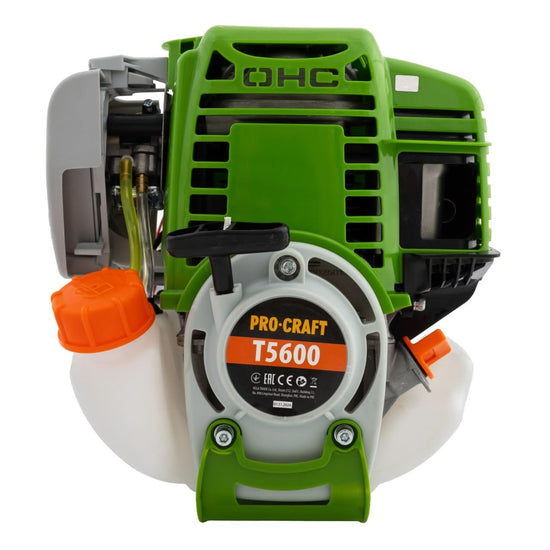 Motocoasa pe benzina ProCraft T5600, 7.8 CP, motor 4 timpi, 38.9cc, 9000 RPM, 1.2L, ham si 3 discuri incluse