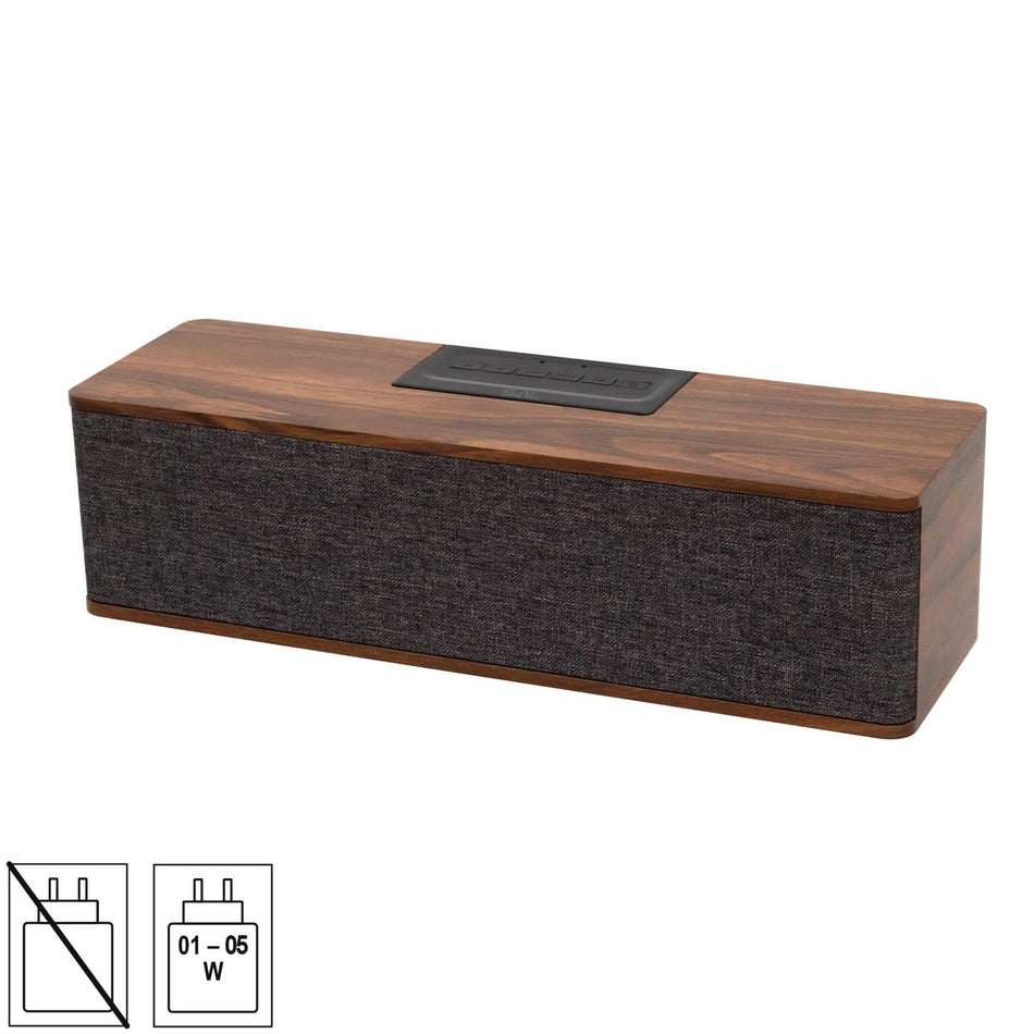 Boxa Portabila Retro RRT7, Bluetooth, USB, Radio FM, AUX, Acumulator 10h, Design Lemn Textil