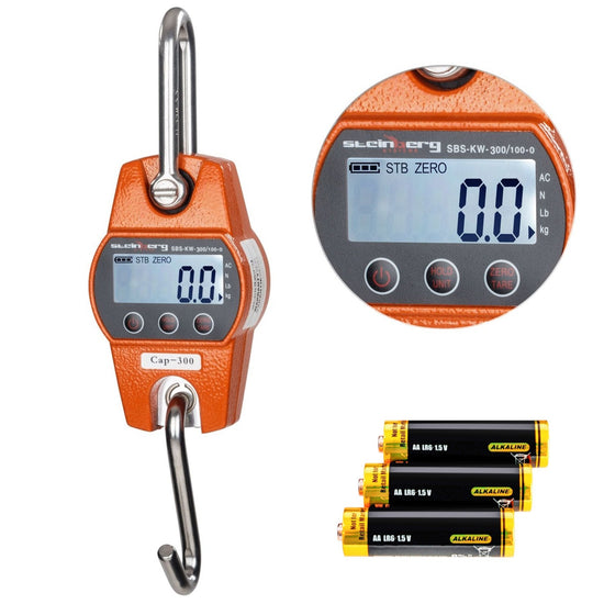 Cantar de mana BRILLO 300kg, LCD, carlig otel, 0.1kg, baterii incluse