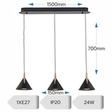 Lustra LED Gemini 24W, 1900 lm, 3000-6500K, Cafenie