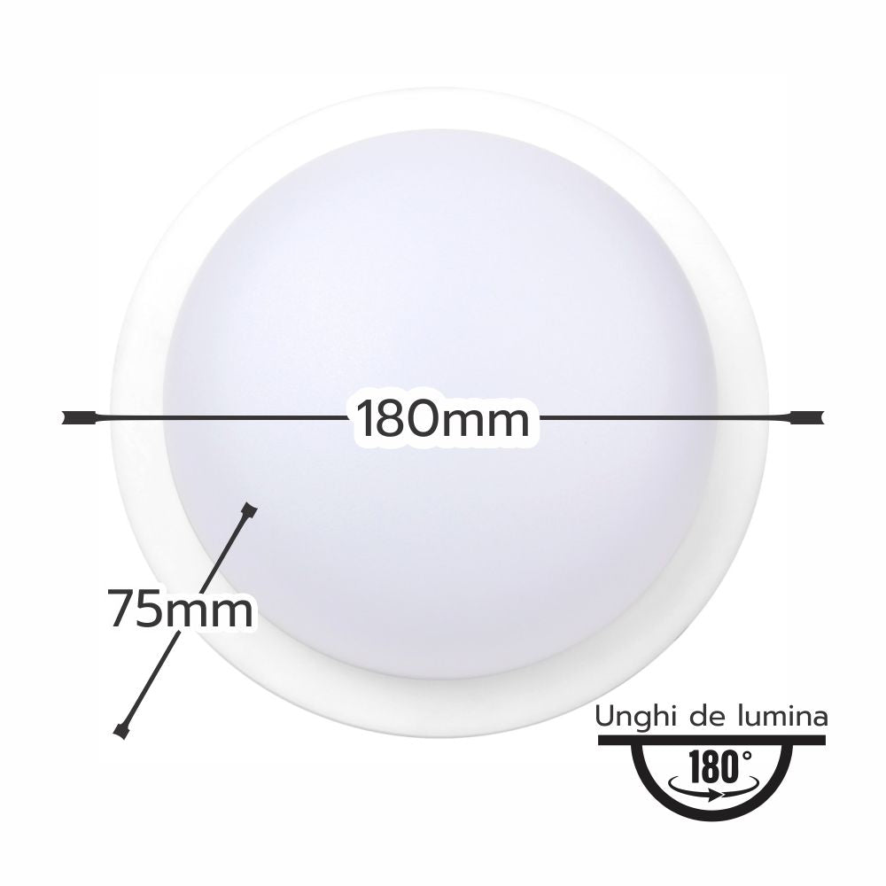 Aplica LED Rotunda Fi180, 12W, 940 lm, Ø180x75 mm