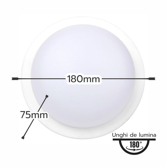 Aplica LED Rotunda Fi180, 12W, 940 lm, Ø180x75 mm