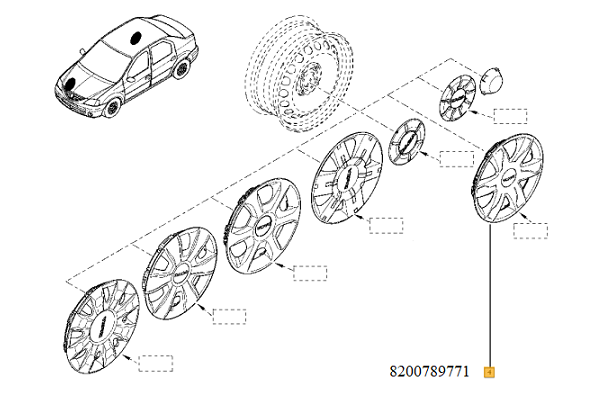 Capac Roată 15 inch Tablă, Compatibil Renault